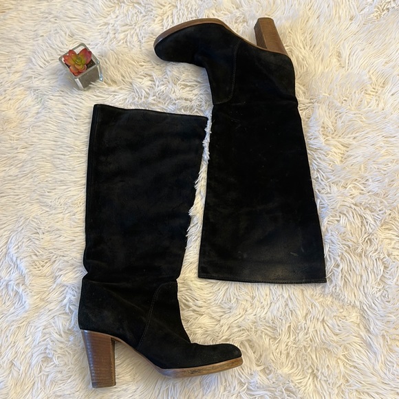 J.Crew Black Suede Calf Slouchy Heel Winter fall boots women size 7 - Picture 2 of 9